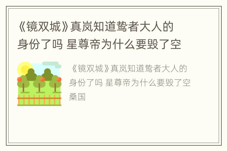 《鏡雙城》真嵐知道鷙者大人的身份了嗎 星尊帝為什么要毀了空桑國