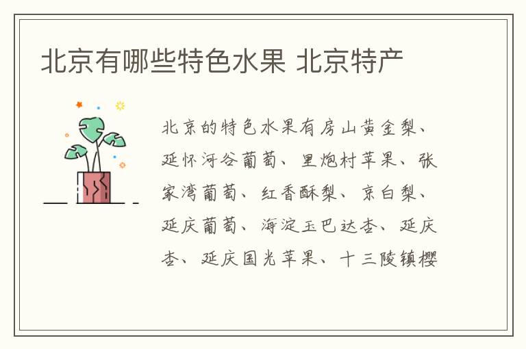 北京有哪些特色水果 北京特產