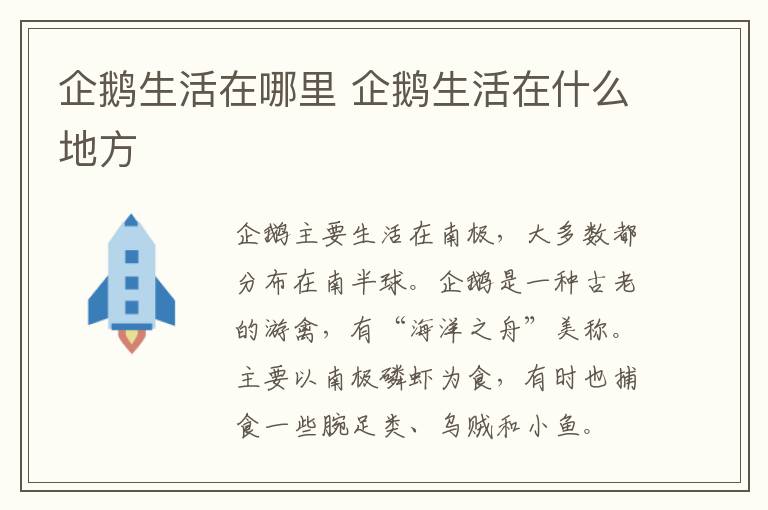 企鵝生活在哪里 企鵝生活在什么地方