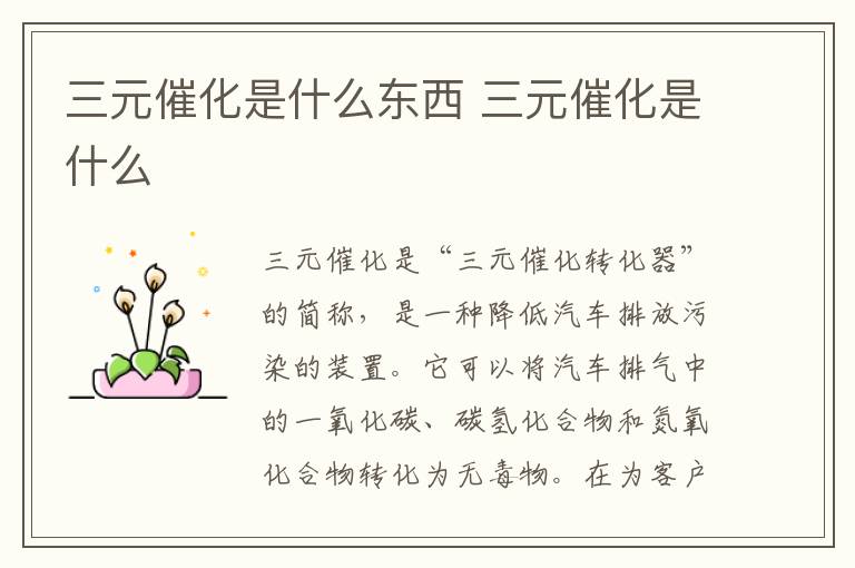三元催化是什么東西 三元催化是什么