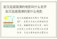 趙又廷戚薇演的電影叫什么名字 趙又廷戚薇演的是什么電影