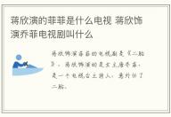 蔣欣演的菲菲是什么電視 蔣欣飾演喬菲電視劇叫什么