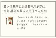 感謝你曾來過是哪部電視劇的主題曲 感謝你曾來過是什么電視劇的主題曲