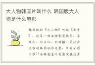 大人物韓國片叫什么 韓國版大人物是什么電影
