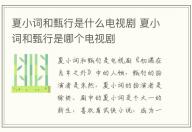 夏小詞和甄行是什么電視劇 夏小詞和甄行是哪個電視劇