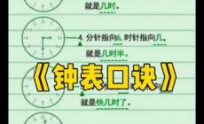 鐘表口訣背下來(一二三年級均可學習的資料)