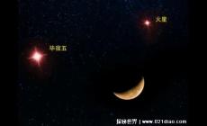 月亮詭異的笑，紅色笑臉是天文現象(雙星伴月奇觀)