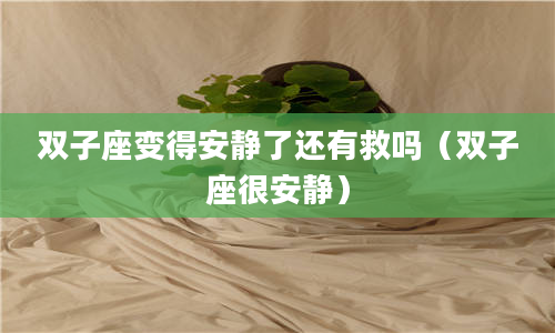 2雙子座變得安靜了還有救嗎(雙子座很安靜)